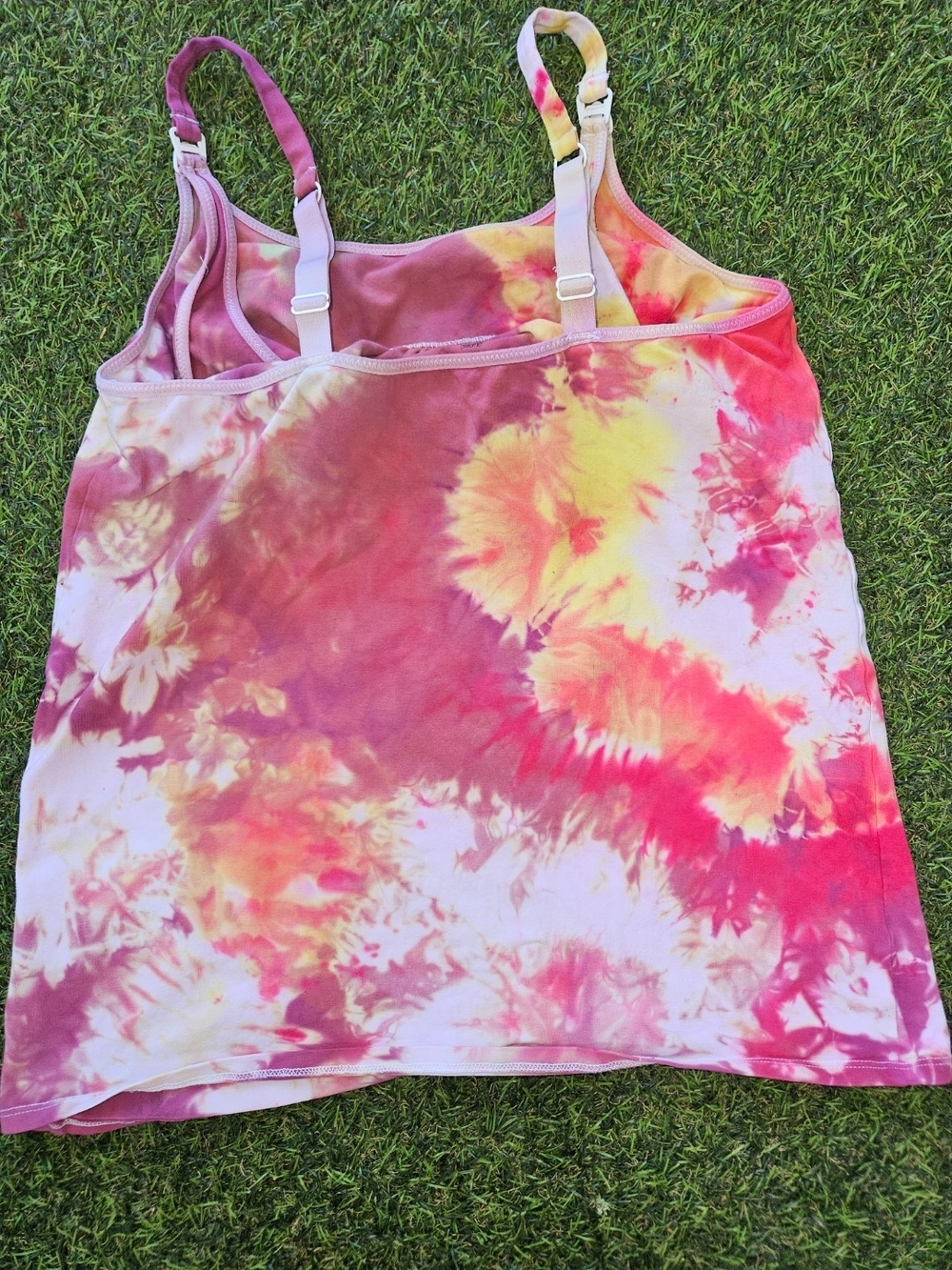 Tie-Dye Cami Tank Top - Pink Yellow Multi
